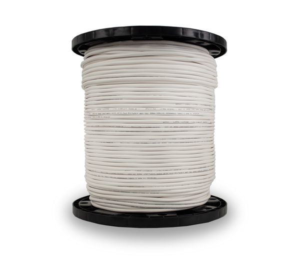 PLENUM RATED Audio Cable, 14AWG, 2 Conductor, Stranded (41 Strand), PVC Jacket, 1000ft, Wood Spool, White