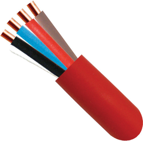 Fire Alarm Cable, 14/4, Solid, Unshielded, FPLR (Riser), 1000ft Spool, Red