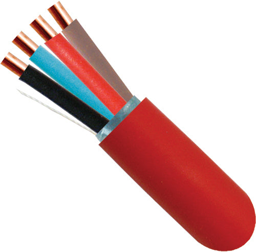 Fire Alarm Cable, 18/4, Solid, Shielded, FPLR (Riser), 1000ft Spool, Red