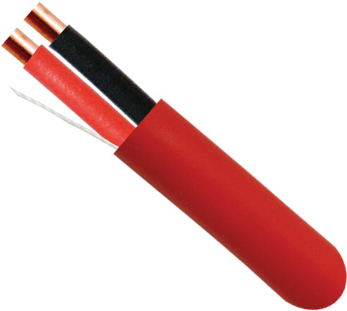 Fire Alarm Cable, 18/2, Solid, Unshielded, FPLR (Riser), 1000ft Spool, Red