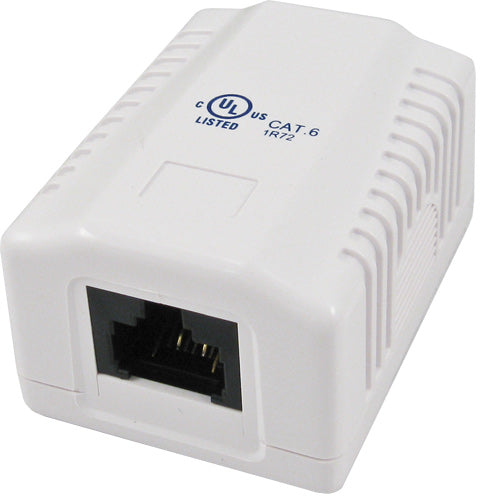 1-Port Surface Mount Box with CAT6 Jack, Universal “Biscuit”