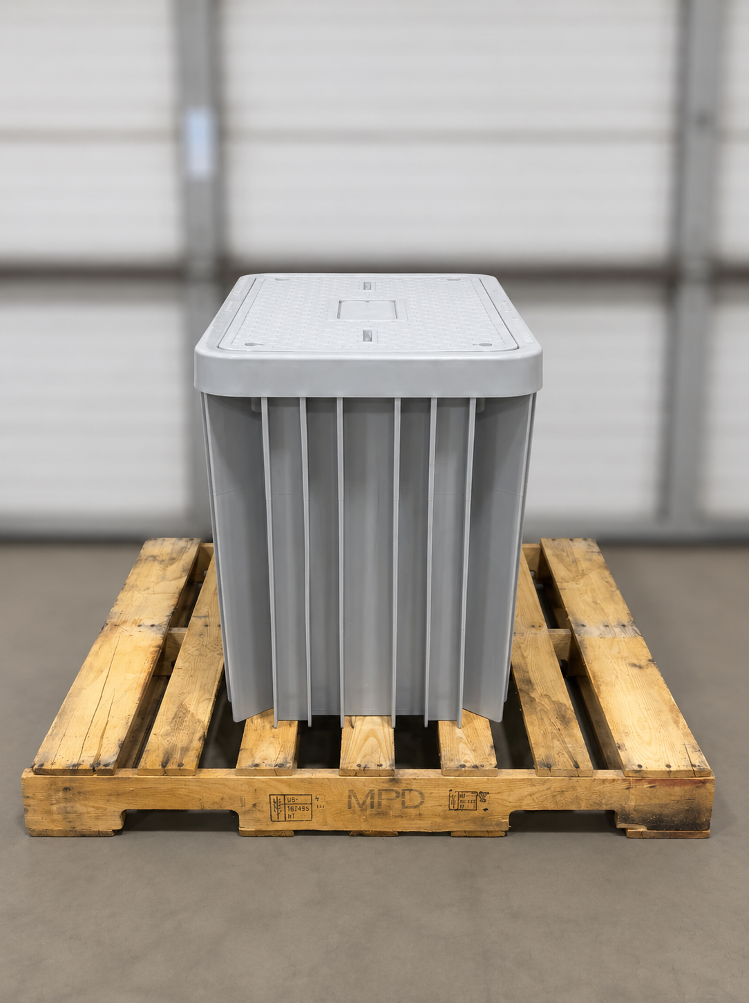 24x36x24 HDPE Utility Vault Tier 22 Gray Flush Mount Lid w/4 Locking Bolts