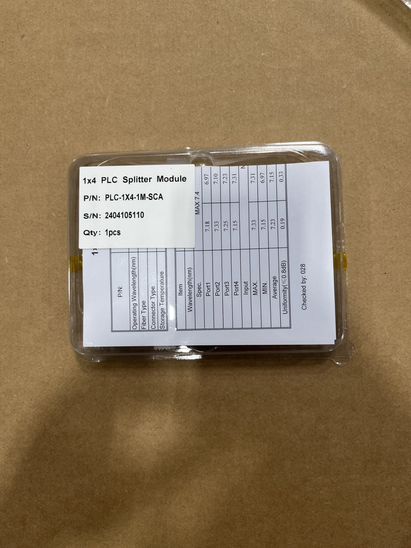 1 x 4 SM PLC Splitter, 900um Input & Output Legs, SCAPC Connectors - 1 Meter