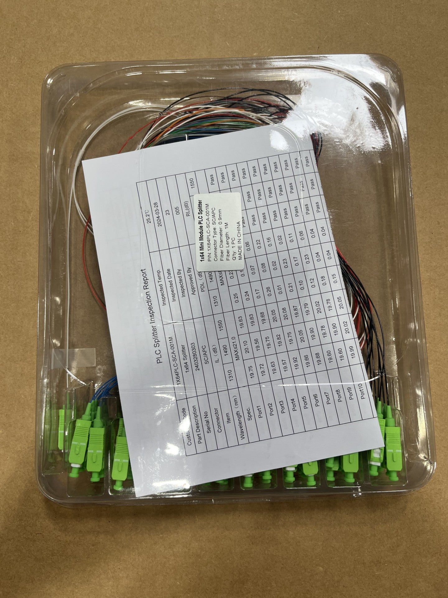 1 x 64 SM PLC Splitter, 900um Input & Output Legs, SCAPC Connectors - 1 Meter