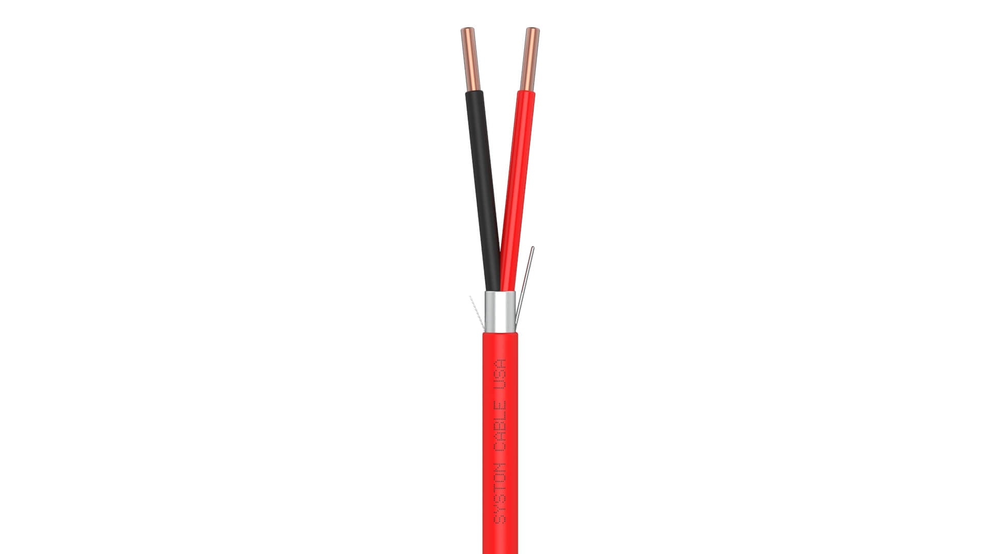 EZ-Pull® Solid Overall Shielded Fire Alarm Cable Plenum FPLP/CL3P/FT6 Red 1000ft RhinoPac® Spool