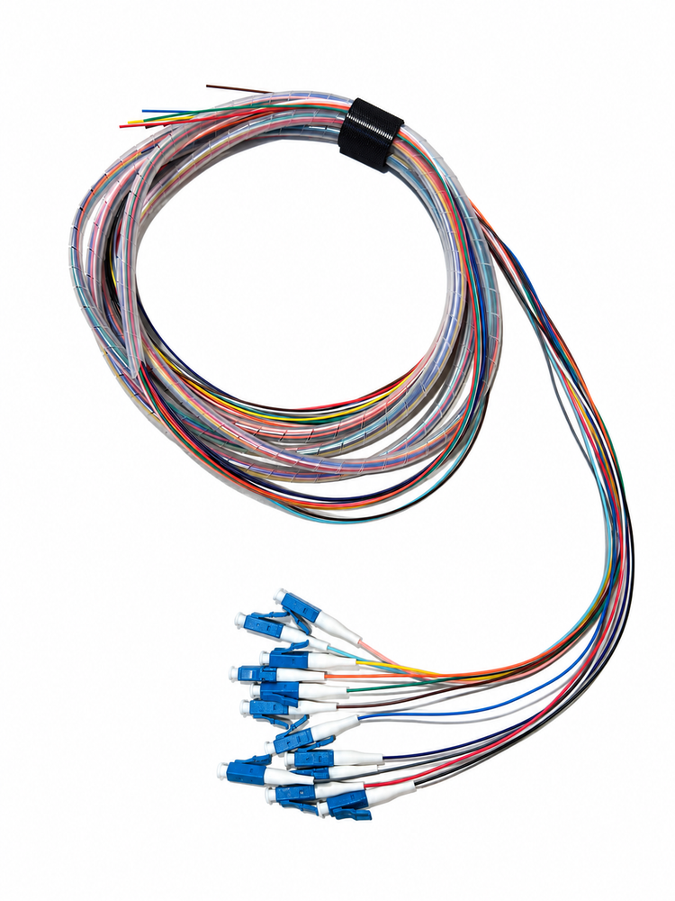 LC 3 Meter 12 Fiber Singlemode Tight Buffered Pigtails with No Jacket