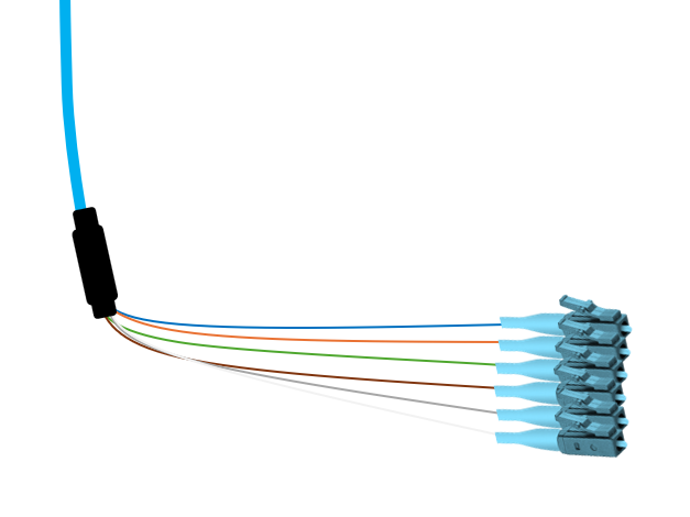 LC 50/125 OM3 Multimode Tight Buffered Pigtails with Distribution, 3 Meter