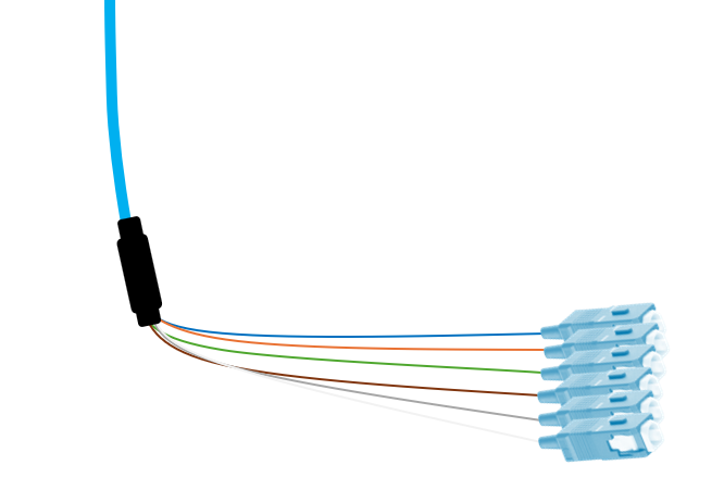 SC 50/125 OM3 Multimode Tight Buffered Pigtails with Distribution, 3 Meter