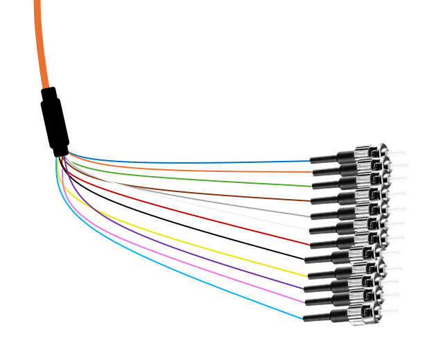 ST 62.5/125 OM1 Multimode Tight Buffered Pigtails with Distribution Jacket, 3 Meter