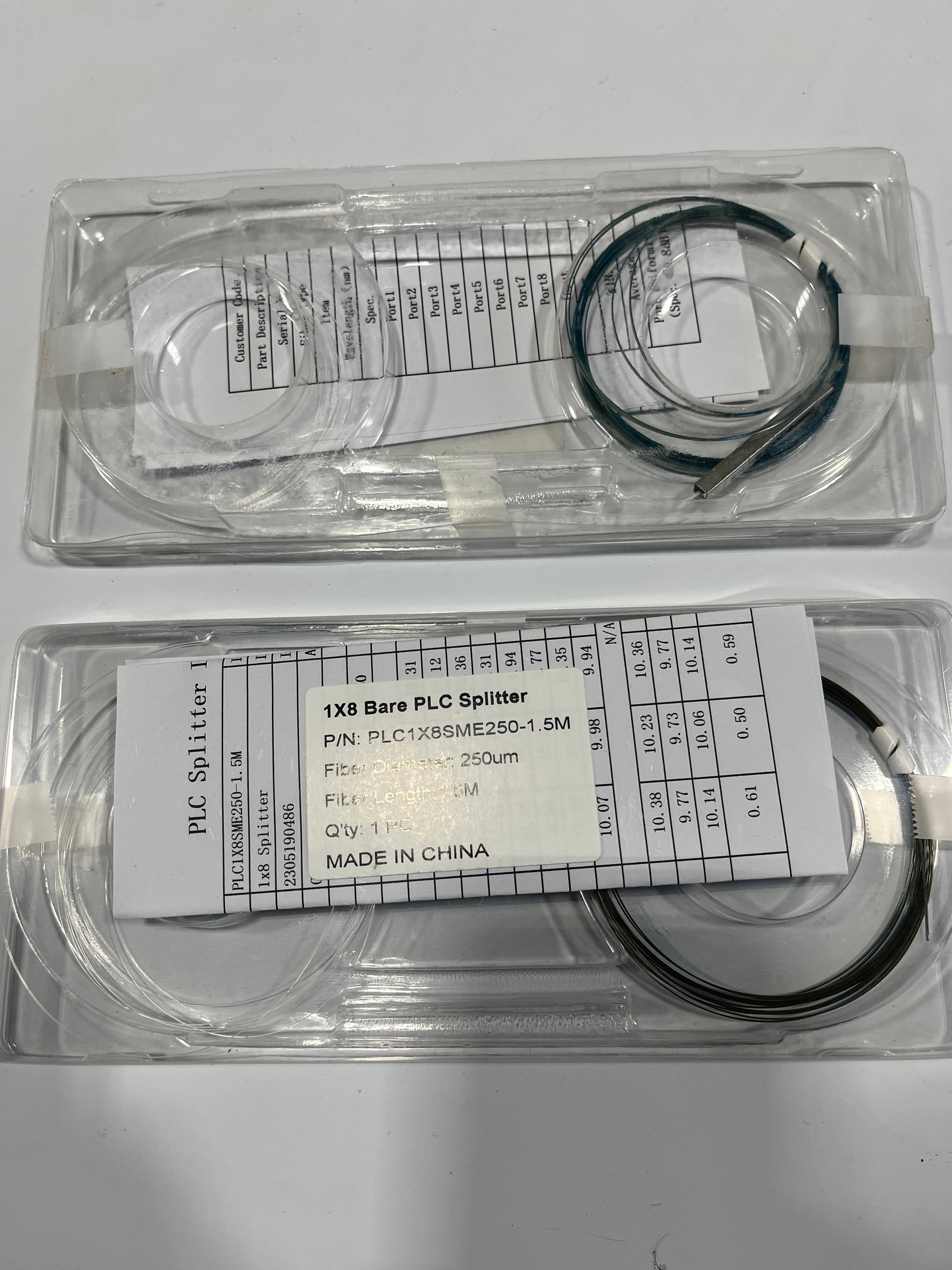 1x8 PLC Fiber Optic Splitter, 1.5 Meter, No Connectors - 1.5 Meter