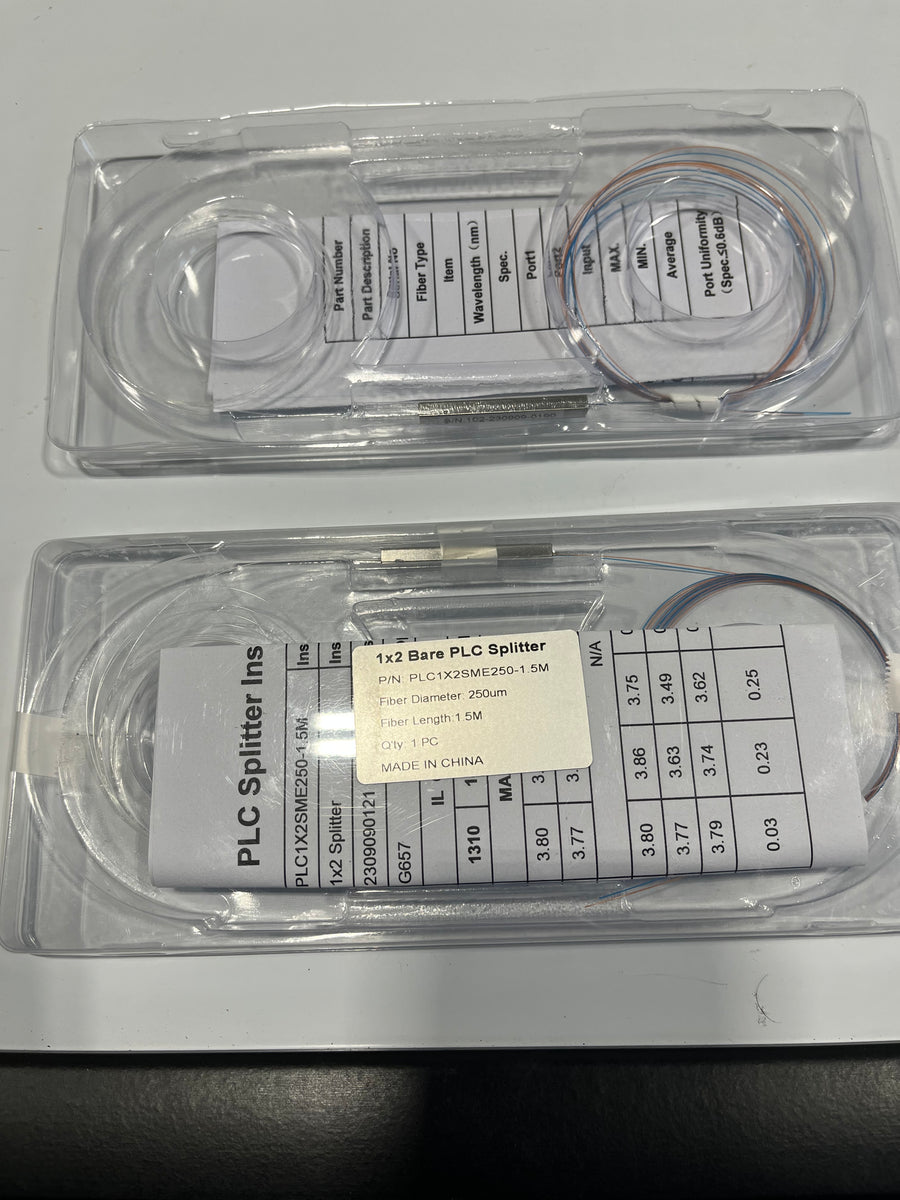 1x2 PLC Fiber Optic Splitter, 1.5 Meter, No Connectors - 1.5 Meter