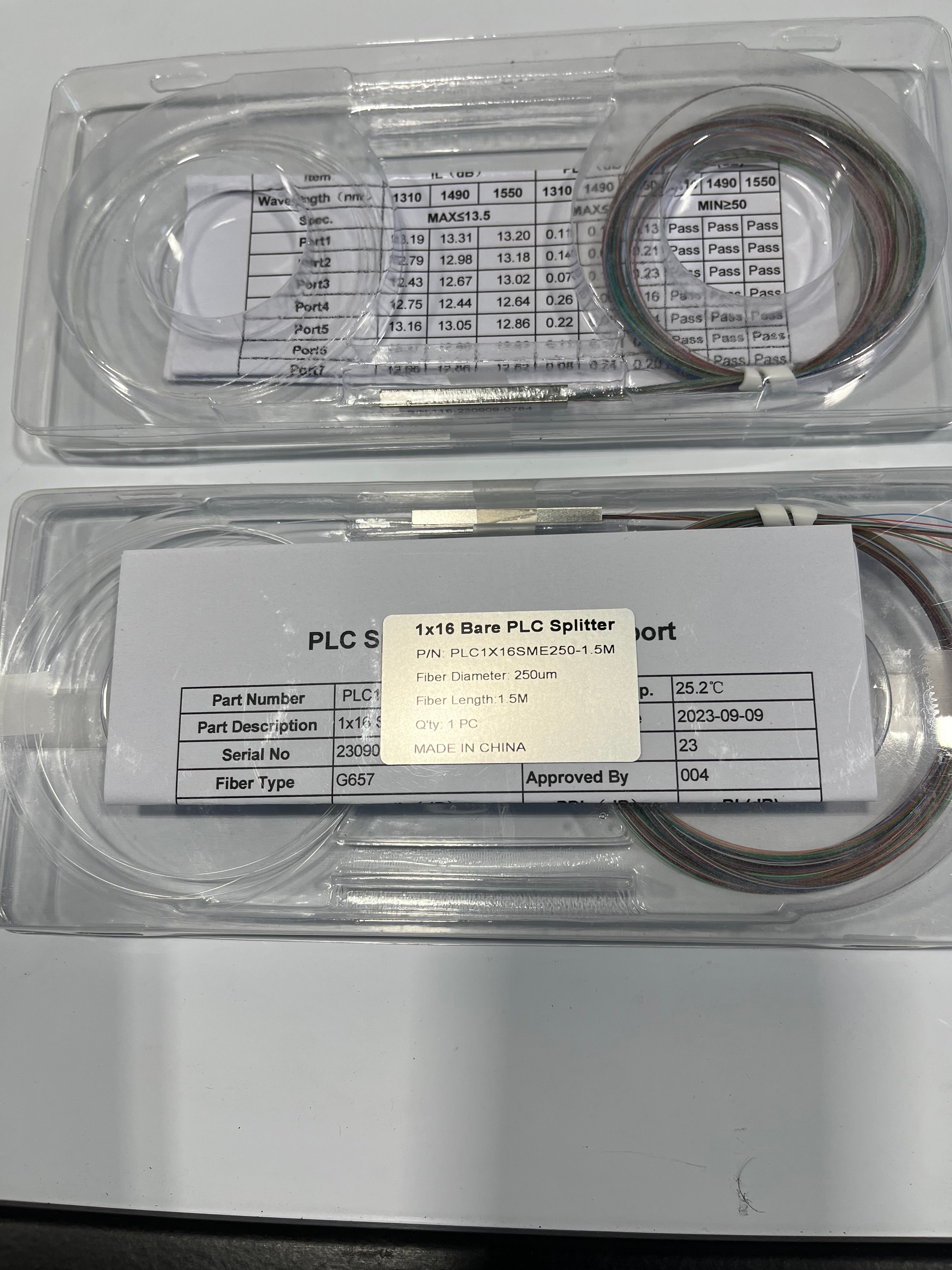 1x16 PLC Fiber Optic Splitter, 1.5 Meter, No Connectors - 1.5 Meter