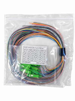 SCAPC 3 Meter 12 Fiber Singlemode Tight Buffered Pigtails with No Jacket