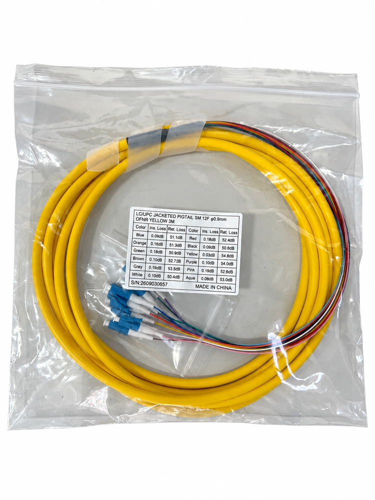 LC Singlemode Tight Buffered Pigtails with Distribution Jacket, 3 Meter