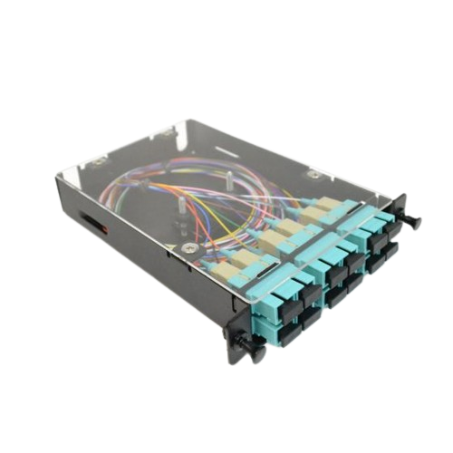 "SC" 12 Port OM3 Multimode 50/125um Pre-Loaded Fiber Optic "LGX Style" Splice Cassettes