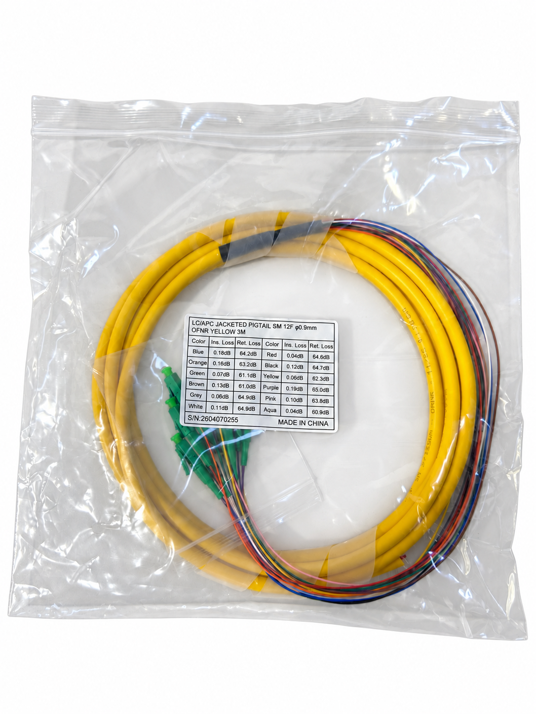 LCAPC Singlemode Tight Buffered Pigtails with Distribution Jacket, 3 Meter