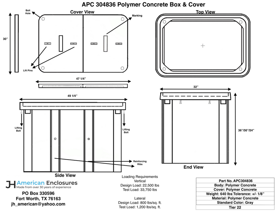 30x48x36 Polymer Concrete Tier 22 Handhole Vault