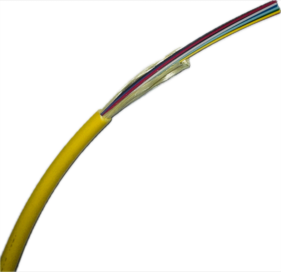6 Strand Indoor Singlemode Corning Glass Non-Armored Fiber Cable, Plenum or Riser