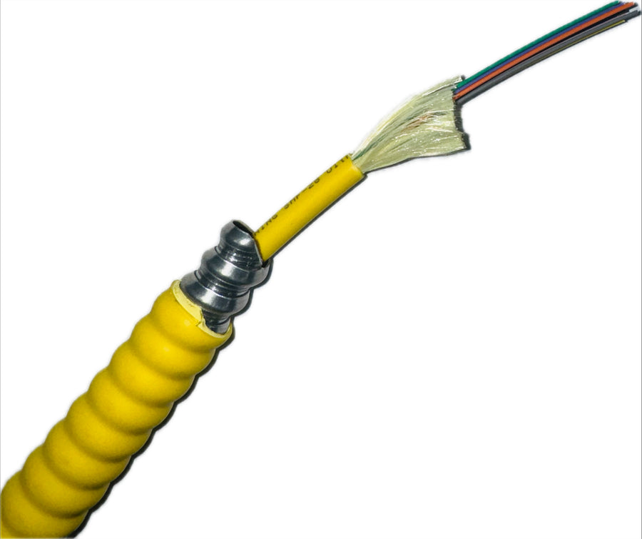 6 Strand Indoor Singlemode Corning Glass AIA Armored Fiber Cable, Plenum