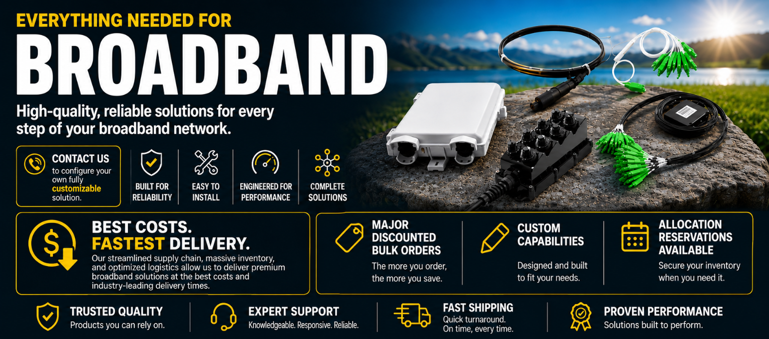 telecom specialties broadband NID boxes, optitap cable assemblies, drop cable, FTTH products, splitters, flat drop assemblies