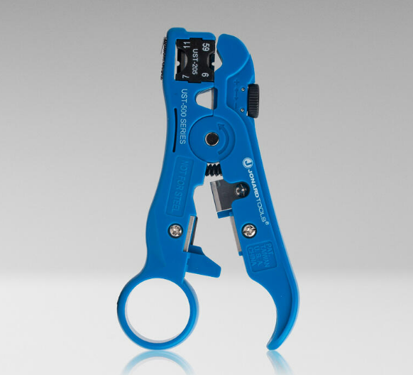 Universal Cable Stripping Tool for COAX, Network, and Telephone Cables(RG59, RG6, RG7, RG11 No Cable Stop)