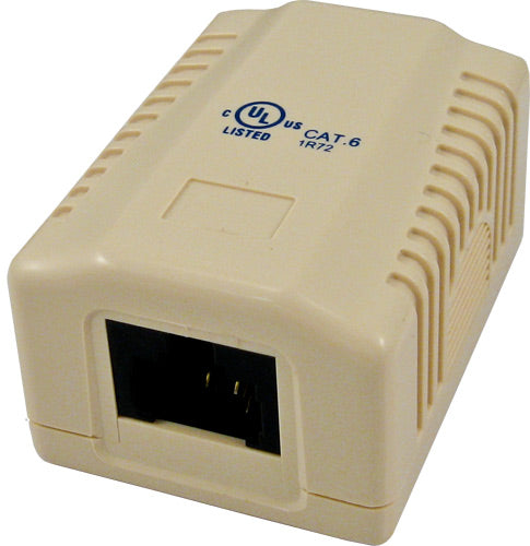 1-Port Surface Mount Box with CAT6 Jack, Universal “Biscuit”