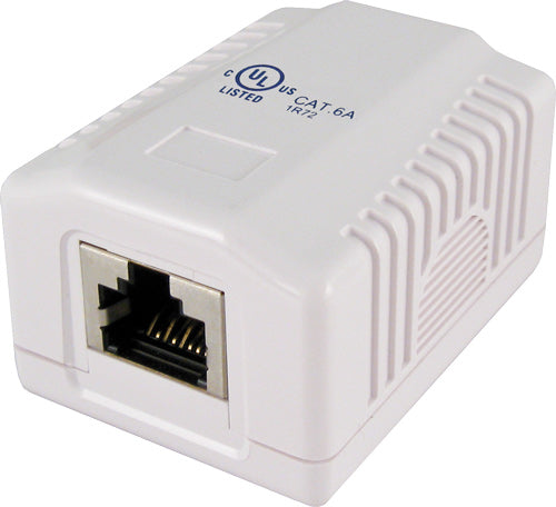 1-Port Surface Mount Box Shielded with CAT6A Jack “Biscuit”