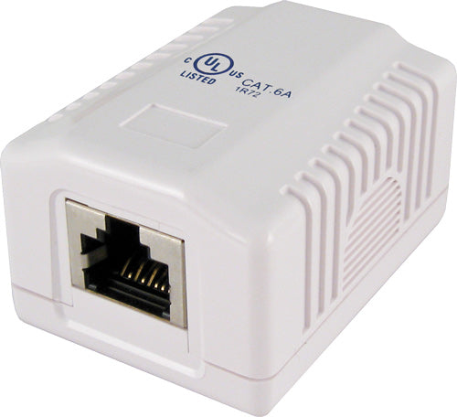1-Port Surface Mount Box Shielded with CAT6A Jack “Biscuit”