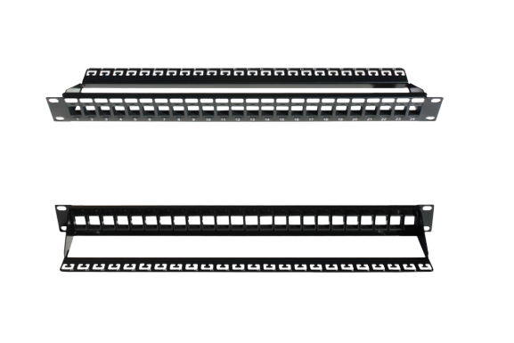 Blank Patch Panel, with Cable Manager, 24 Port, Black (043-382/24/1U)