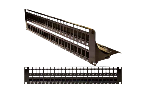 Blank Patch Panel, 48 Port, with Cable Manager, Black (043-384/48/2U)