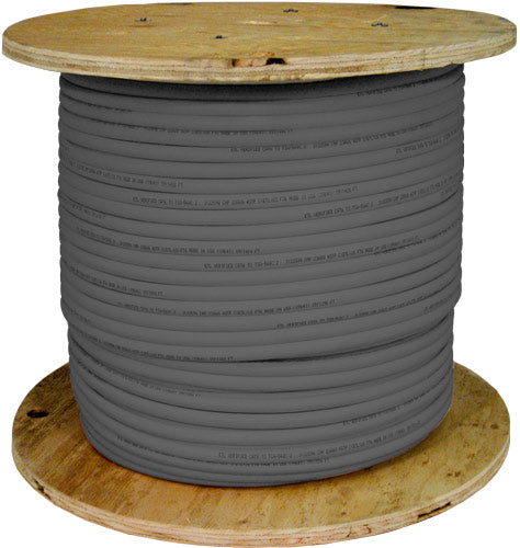 CAT6 Shielded (F/UTP), 23AWG Solid-Bare Copper, PVC Jacket, Gray, 1000ft Spool