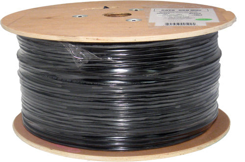 CAT6 CMXT, Direct Burial, LLDPE Jacket,Shielded, 23 AWG, Double Jacket, 2000 FT, Wooden Spool, Black