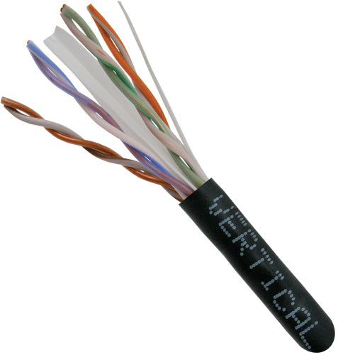 Category-6, 23AWG, UTP, 8C Solid Bare Copper, 550MHz, Riser Rated, PVC Jacket 1000ft. Black