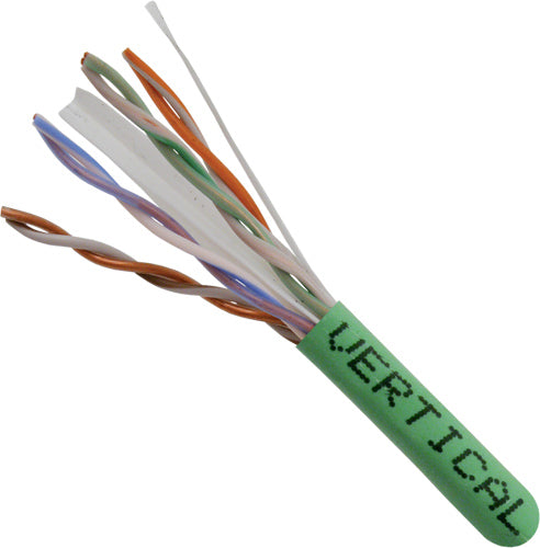 Category-6, 23AWG, UTP, 8C Solid Bare Copper, 550MHz, Riser Rated, PVC Jacket 1000ft. Green