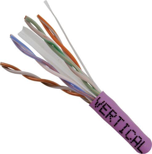 Category-6, 23AWG, UTP, 8C Solid Bare Copper, 550MHz, Riser Rated, PVC Jacket 1000ft. Purple