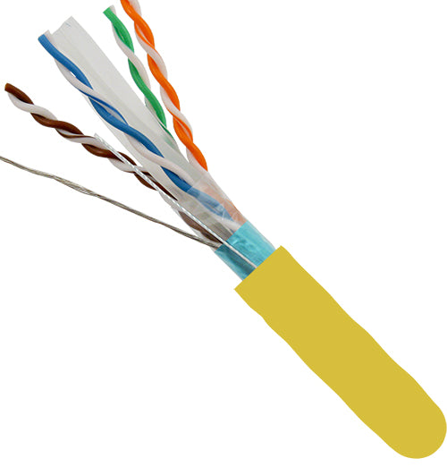 CAT6 Shielded (F/UTP), 23AWG Solid-Bare Copper, PVC Jacket, Yellow, 1000ft Spool