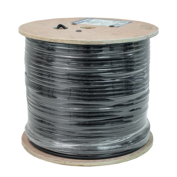 RG6 Standard Shield, W/ Messenger, 18 AWG CCS, 60% Aluminum Braid, 3GHz, 1000ft, CM, Spool, Black