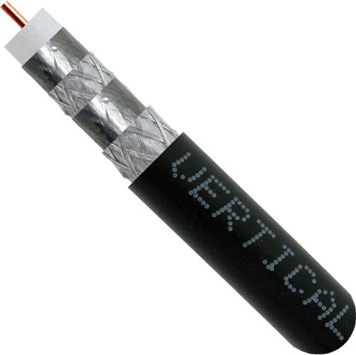 RG11 Quad Shield, 14AWG Solid CCS Conductor, Aluminum Foil with 60% Braid, CL2, CM, PVC Jacket.