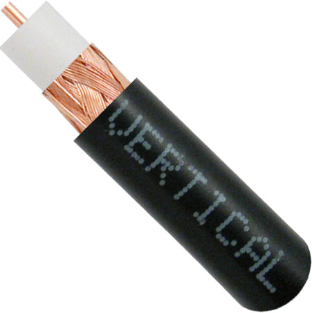RG59, Bare Copper Coaxial Cable with 95% Bare Copper Braid, PVC Jacket, 1000, Easy Pull Box, Black
