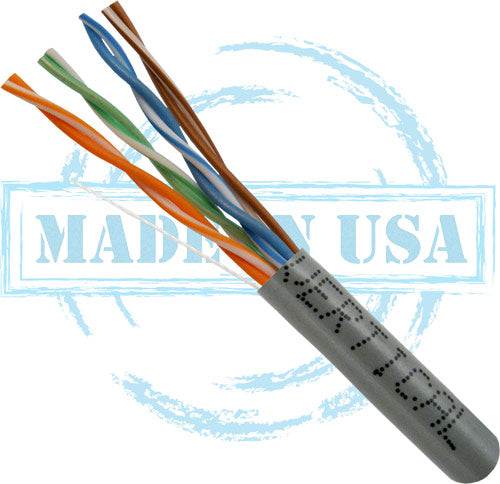 Category-6, CMP Rated, 23AWG, UTP, 8C Solid Bare Copper, 550MHz, 1000ft Pull Box, Grey- UL Listed