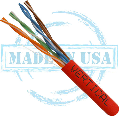 Category-6, CMP Rated, 23AWG, UTP, 8C Solid Bare Copper, 550MHz, 1000ft Pull Box, Red – UL Listed