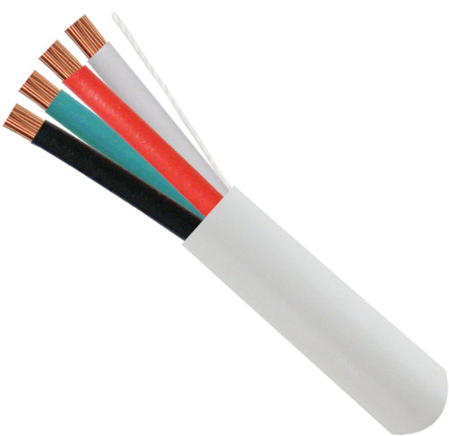 Audio Cable, 14AWG, 4 Conductor, Stranded (41 Strand), 1000′, PVC Jacket, Wooden Spool, White