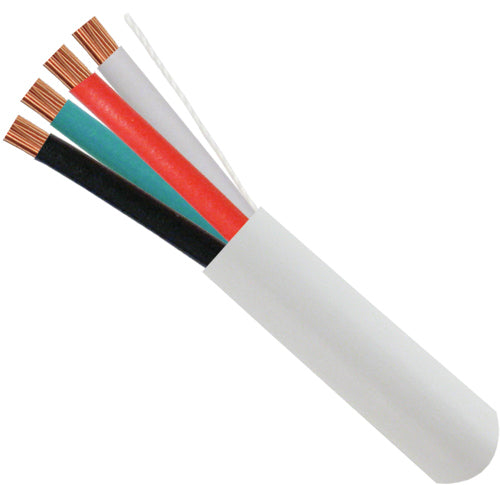 High Strand Audio Cable,  PVC Jacket, 16AWG, 4 Conductor, Stranded (65 Strand), 1000ft, Spool, White