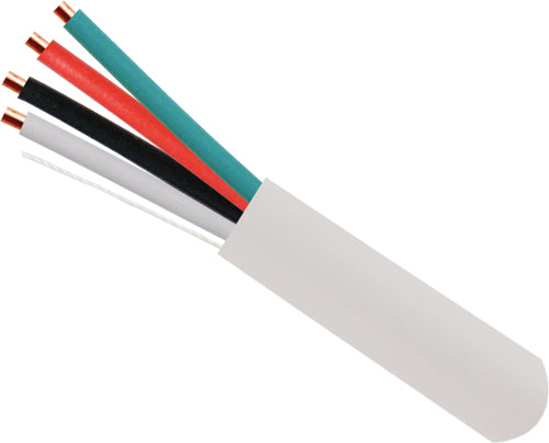 Alarm-Security Cable, Solid, Unshielded, 22AWG, 4 Conductor, 1000, Pull Box, White