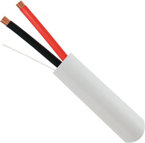 Audio Cable, 14AWG, 2 Conductor, Stranded (41 Strand), 1000′, PVC Jacket, Wooden Spool, White