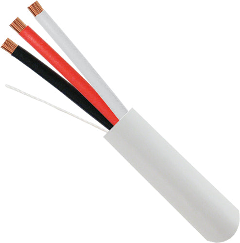 Alarm-Security Cable, Unshielded, 18AWG, 3 Conductor Stranded, 1000, Pull Box, White