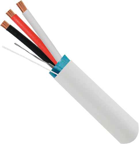 Alarm-Security Cable, Shielded, 18AWG, 3 Conductor Stranded, 1000, Pull Box, White