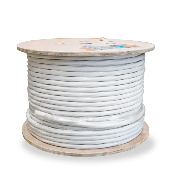 Bundled Cable, 2 x RG6U (CCS) Quad Shield with 2 x CAT6, 23AWG, UTP, Solid, PVC Jacket, 500ft, Spool, White