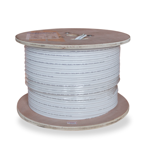 Bundled Cable, 1 x RG6U (CCS) Quad Shield with 1 x CAT5E, 350Mhz, 24AWG, UTP, Solid, PVC Jacket, 500ft Spool, White