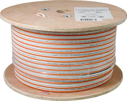 Bundled Cable, 1 x Cat5E (UTP) with 4C x 16AWG, PVC Jacket, 500ft, Spool, White